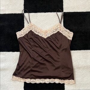 Worthington Brown Camisole with Cream Lace